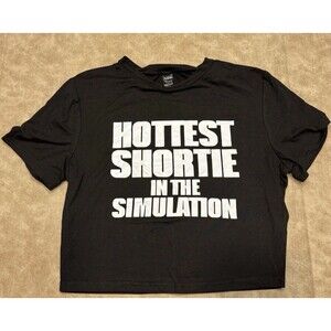 Shein Black Short Sleeve T-Shirt Crop Top Size Large